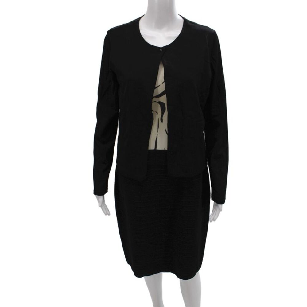 Marccain Womens Animal Print Cardigan Sweater Dress Suit Black Size 5/4